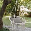Nordic Style Cozy Macrame Hanging Chair Swing for Balcony Boho Egg Swing Seat Indoor Outdoor Rope Hammock Chair with Fringe