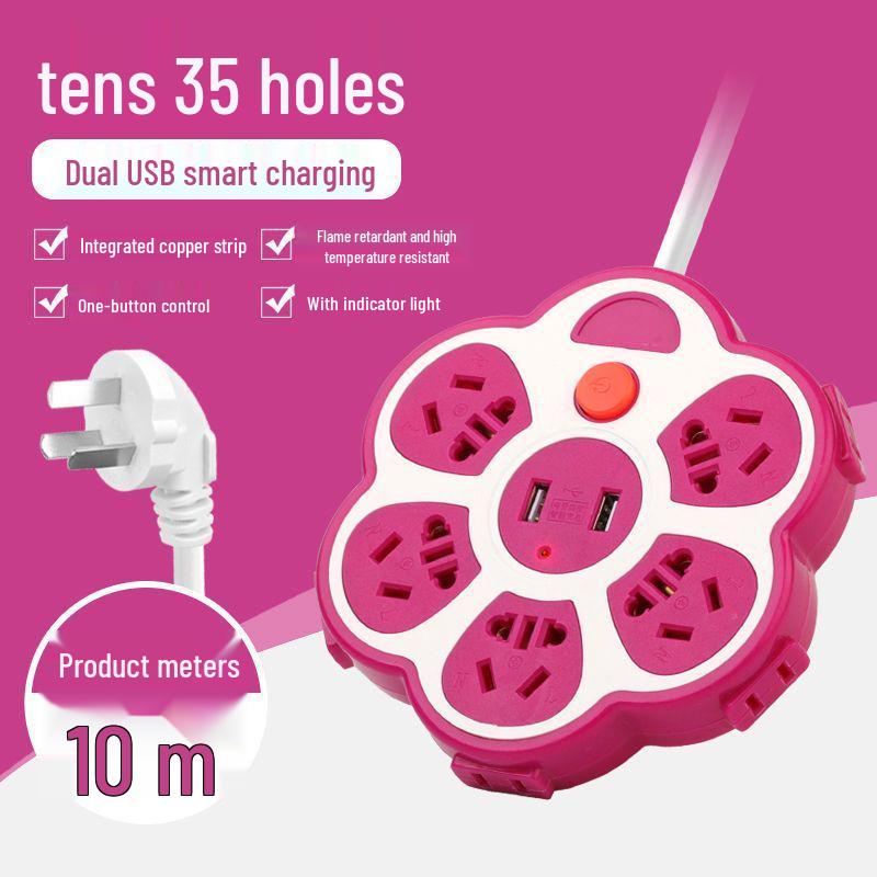 Creative USB Multi-Hole Power Strip with Anti-Leakage Socket for Dorm & Home
