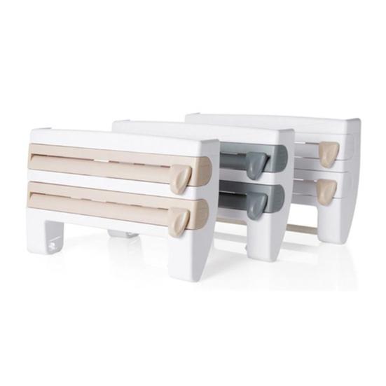 Cling Film Storage Rack Roll Paper Towel Holder Shelf Wrap Cutter Kitchen Tool
