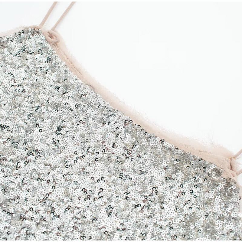 Sexy Sequin Women Party Sling Dress Elegant Sleeveless Backless Hip Package Sheath Dresses Fashion Club Evening Robe