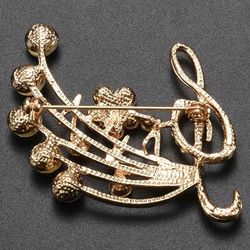 New Arrival Music Brooch Elegant Style With Rhinestones Treble Clef Pin Brooches For Ladies 