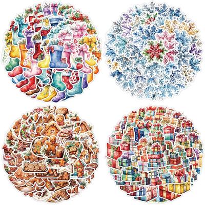2024 Nordic Style Christmas Doodle Stickers - 50 Sheets for Water Bottles, Cups, and Children's DIY Decorations