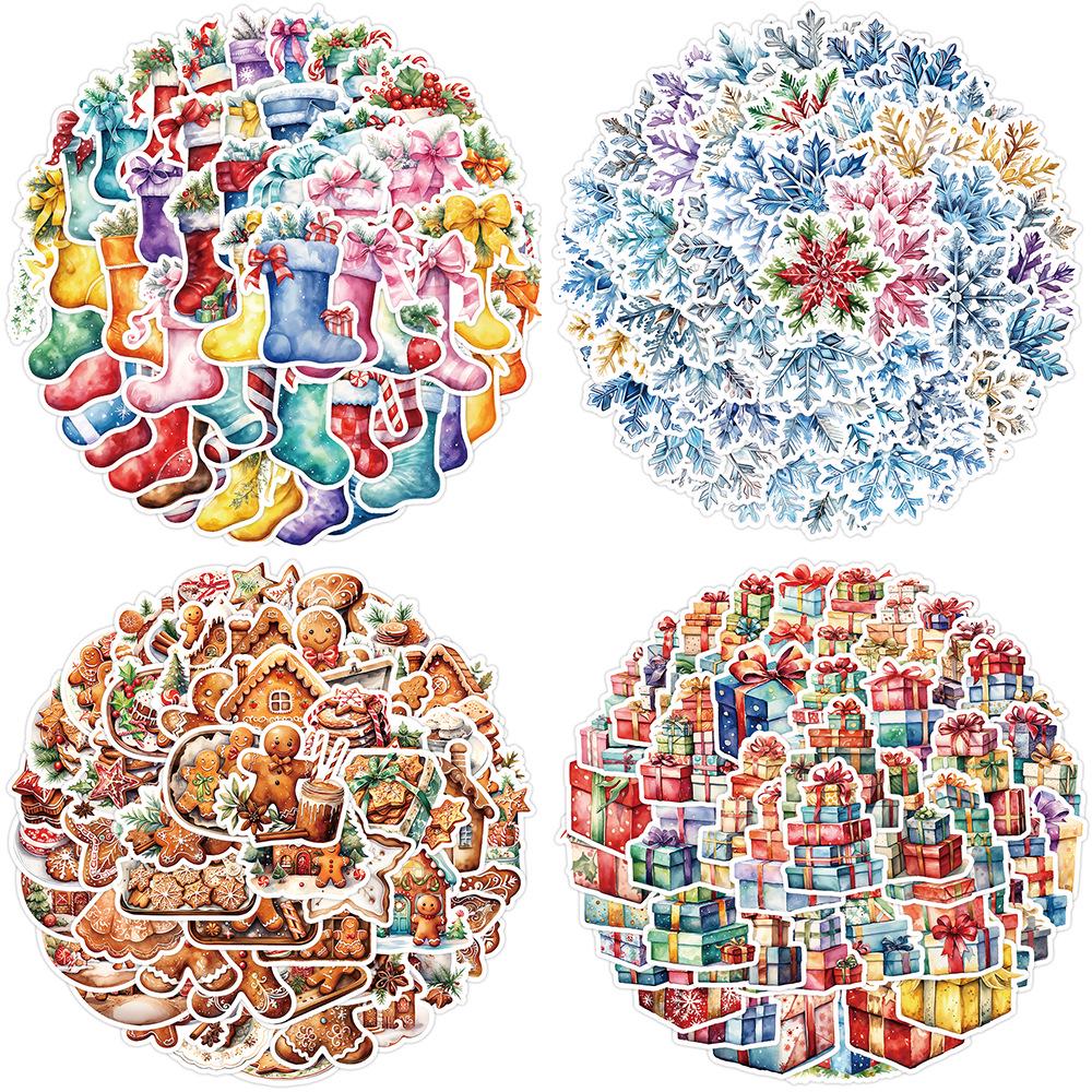 2024 Nordic Style Christmas Doodle Stickers - 50 Sheets for Water Bottles, Cups, and Children's DIY Decorations