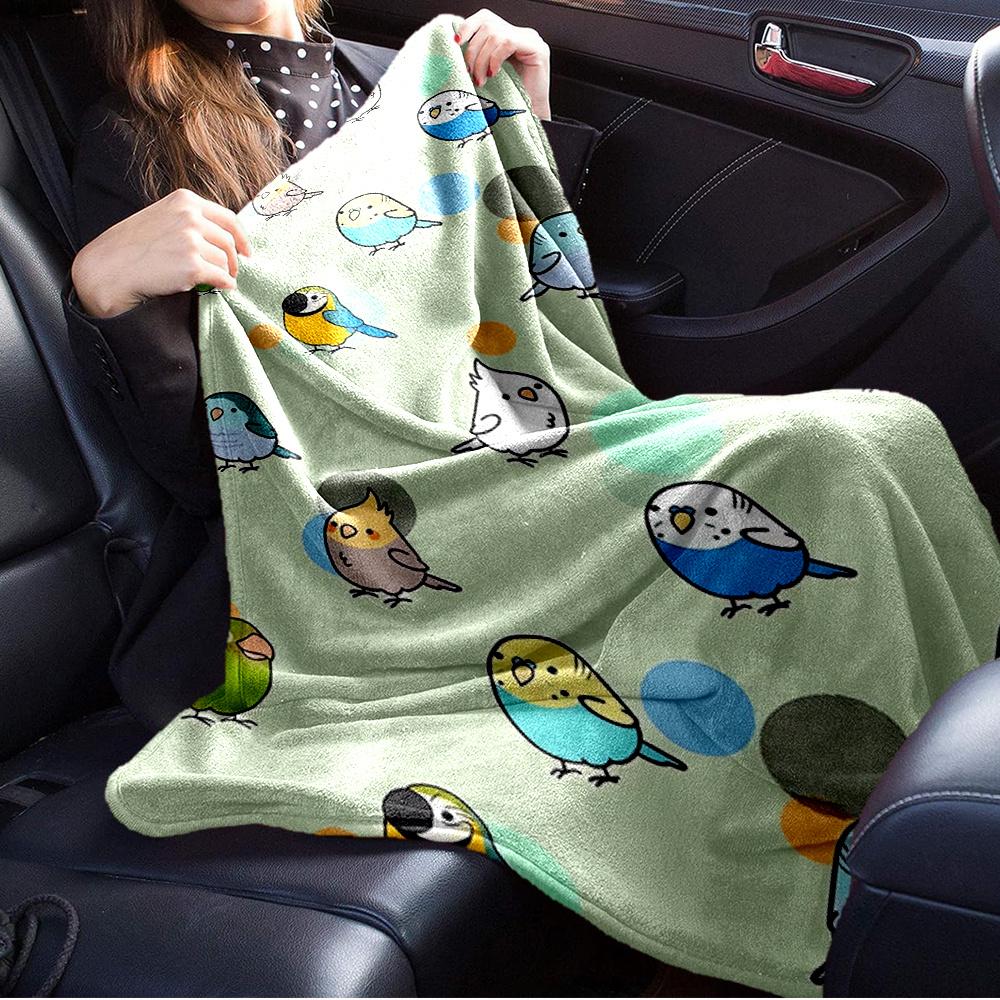 1pc Parrot,Bird,CartoonDigital Print Fleece Blanket - Contemporary Style, Suitable for All Seasons, Perfect for Home, Travel, or Camping - M