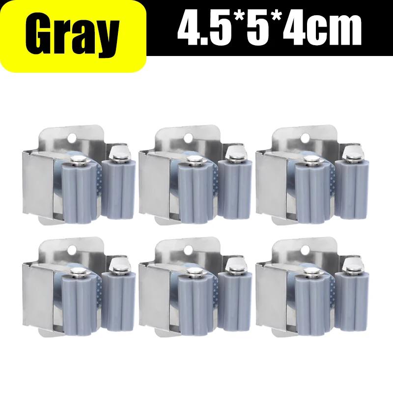 

12/1pc Wall Mounted Mop Holder Clips Stainless Steel Mop Broom Hanger Rack Waterproof Kitchen Bathroom Storage Shelf Hooks 1PC серый