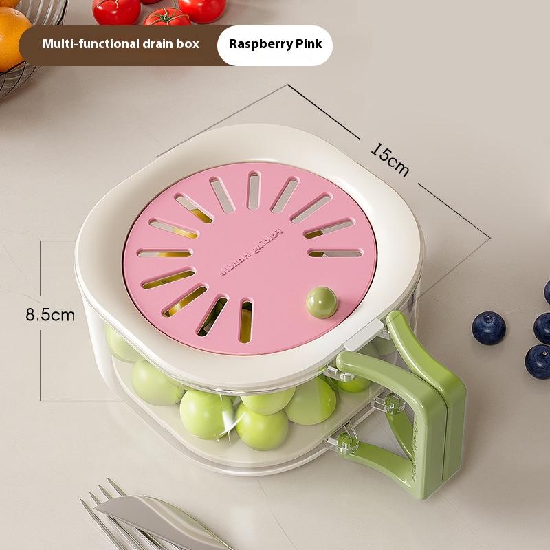 Double Layer Drain Basket, Household Fruit Basket With Lid, Cleaning And Filtering, 2-in-1 Thick Fruit Tray