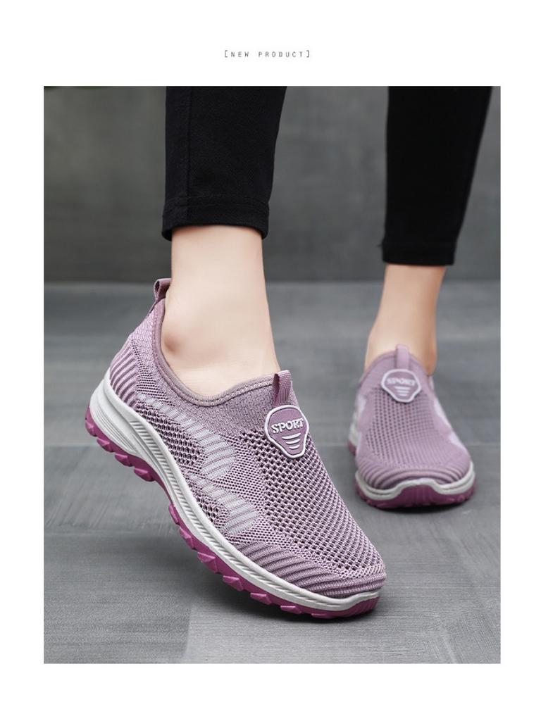 Pánské jarní vycházkové boty Flyknit s tlustou podrážkou, pohodlné, ležérní, síťované, nazouvací tenisky, celodenní, lehké, každodenní obuv