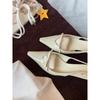 Sheepskin version~ Naked pink high heels women's pointed heads, thin heels, not tired feet, bag head sandals, summer bows