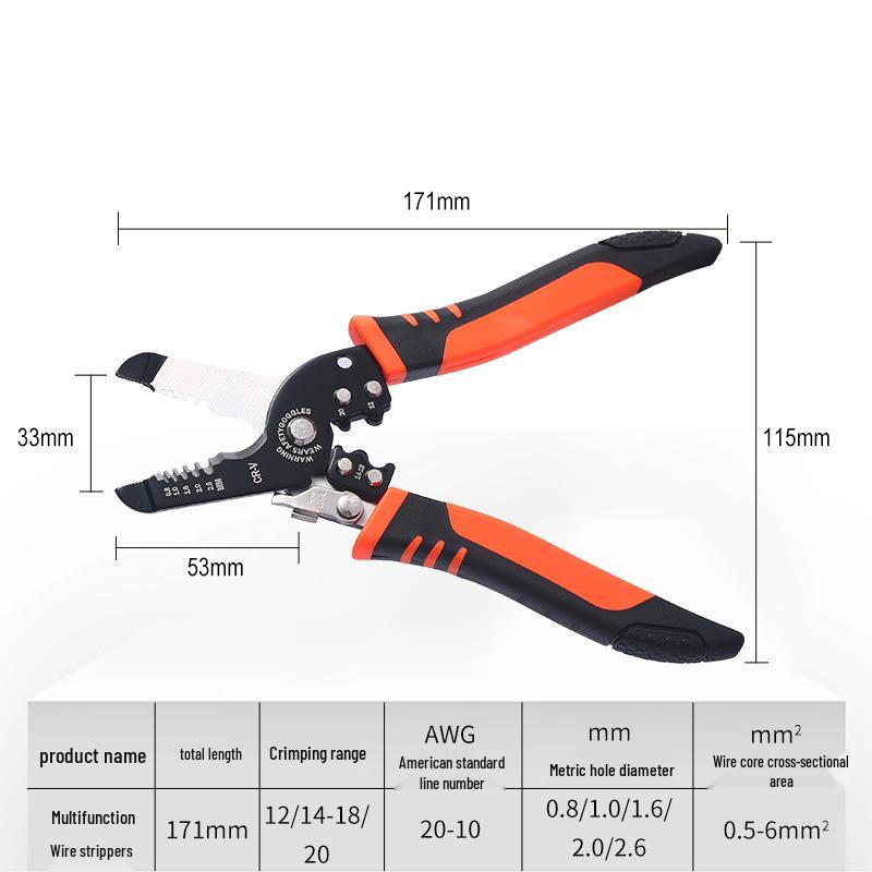 Universal Electrician Wire Strippers and Crimping Pliers, Multifunctional Tool for Wiring and Cable Cutting