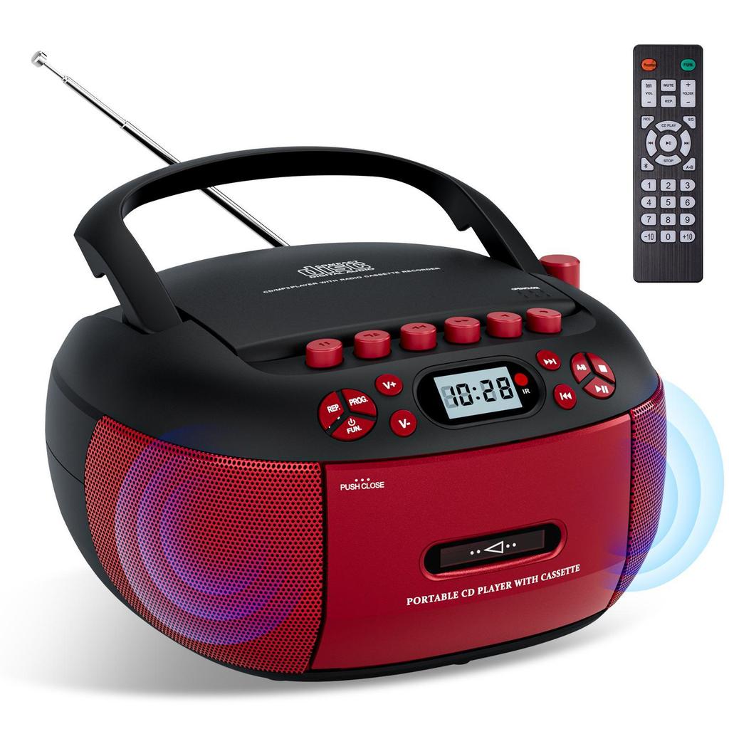 Tragbarer Bluetooth CD- und Kassettenrekorder mit Radio