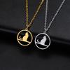 Cazador Walking Cat Kitten Necklace for Women Stainless Steel Round Pendant Animal Chain Necklaces Jewelry 2026 Wholesale New