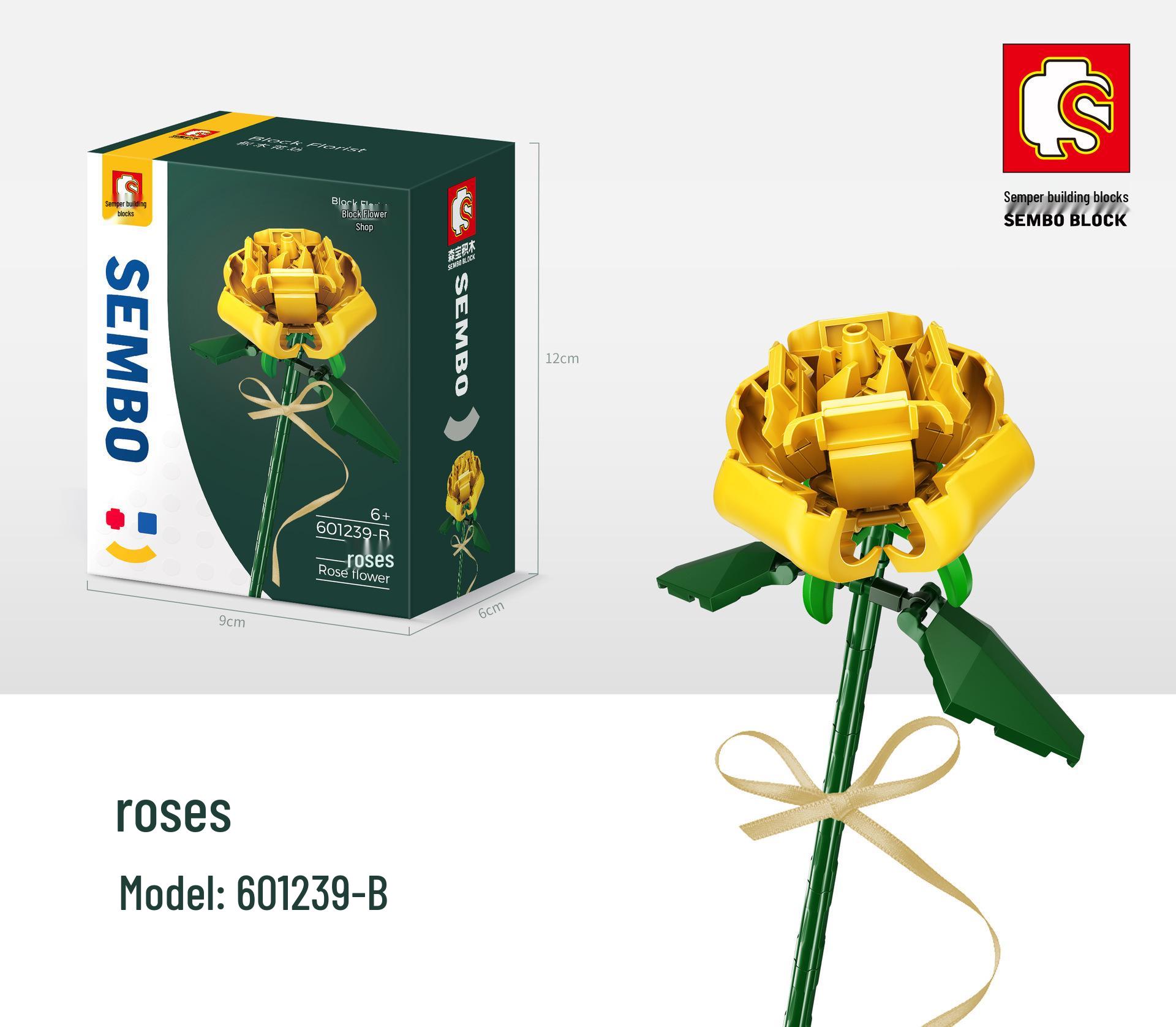 Sembo Flower Bouquet Building Blocks: Creative Sunflower, Rose, Hibiscus for Educational Assembly - Ideal Birthday or Valentine s Gift