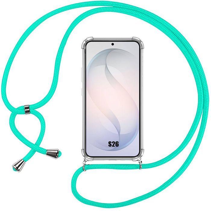 Coque Antichoc - BOOLING - pour Samsung Galaxy S26 - Silicone avec Bandoulière Turquoise