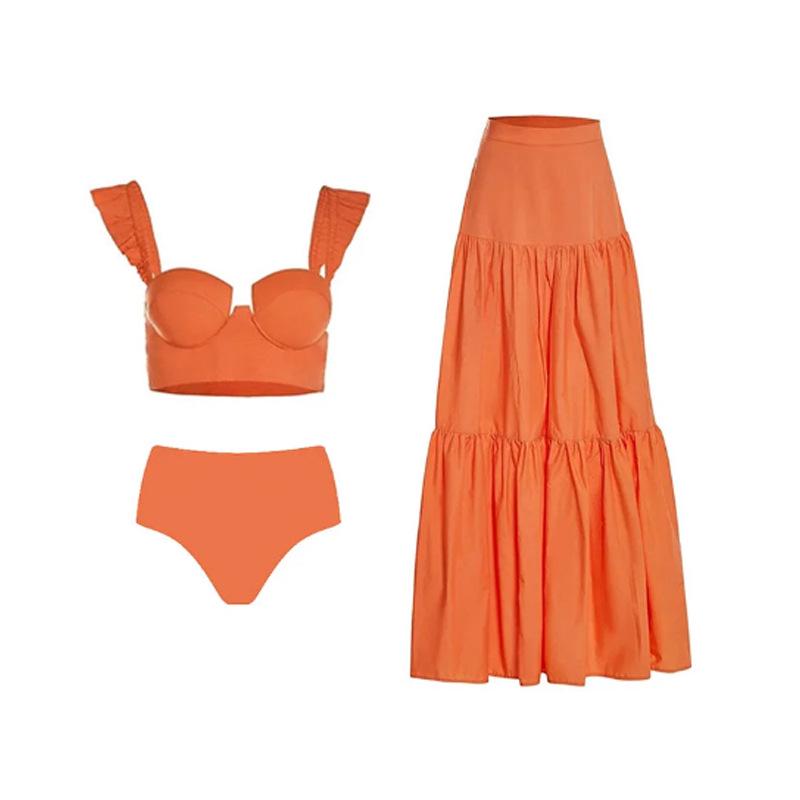 2025 European & American Chic Swimwear Set: Sexy One-Piece & Two-Piece with Slimming Chiffon Skirt