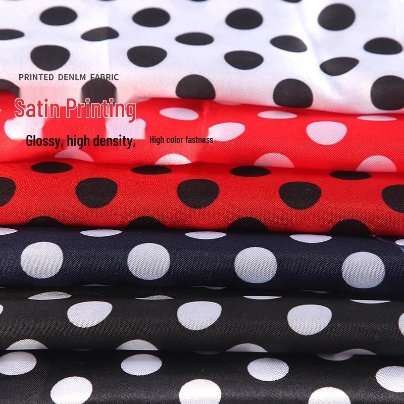 Stylish Polka Dot Satin Fabric for Clothing, Lining, Ribbons, Handbags, Costumes, and Headscarves