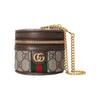 Gucci Ophidia Leder-Canvas-Handgelenktasche mit Einsätzen für Damen Beige & Ebenholz 725144-96IWG-8745