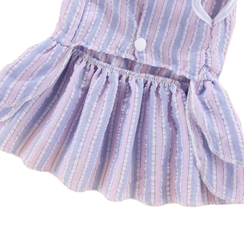 Haustier Gestreiftes Kleid Atmungsaktiv Frühling Sommer Katzenkleid mit Schleife für Französische Bulldogge Bichon Teddy Pomeranian