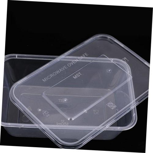 CALLARON 50-Piece Plastic Tray for Food, Microwaveable Lunch Boxes, Disposable Takeout Containers, Togo Container Boxes, Disposable Deli Containers