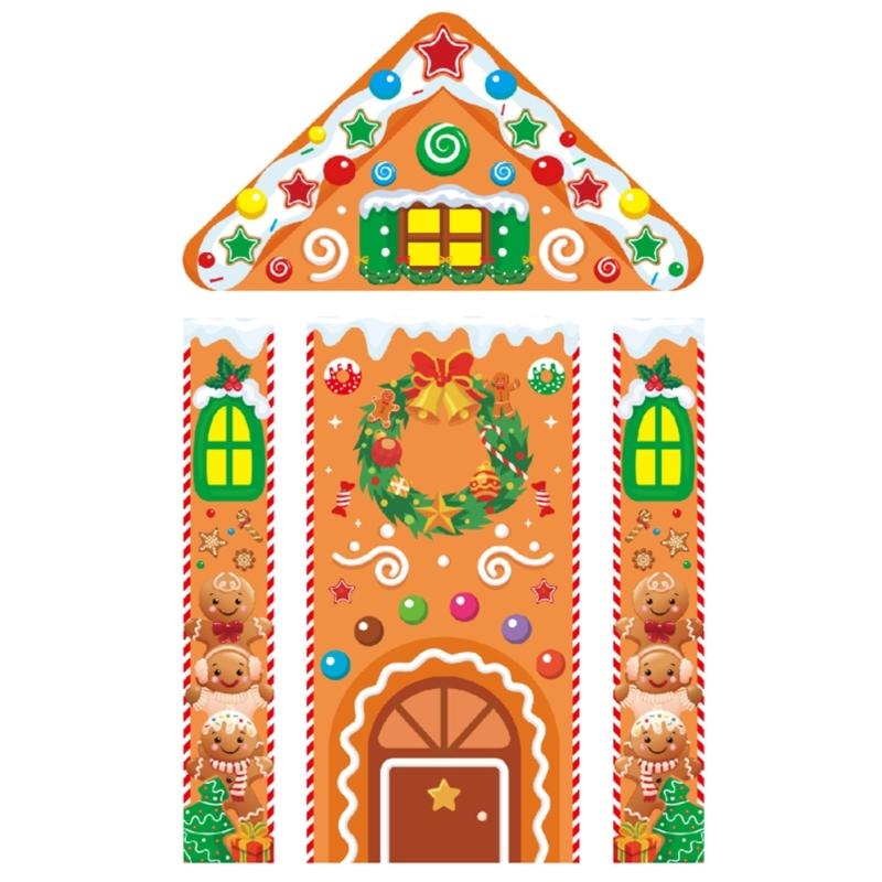 Gingerbreads Patterned Door Decoration Set Washable Polyester Seasonal Party Supplies