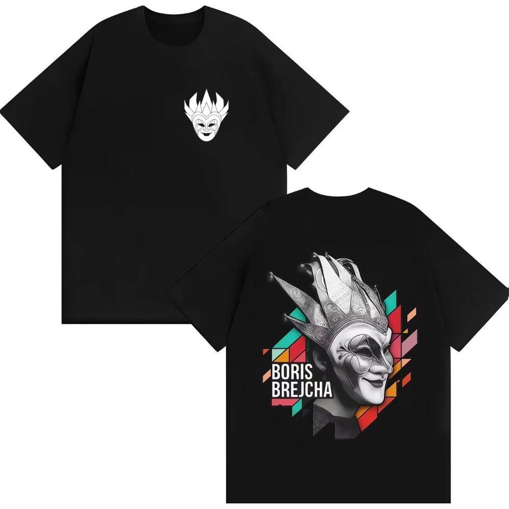 Boris Brejcha Techno Tshirt Vintage Washed Electronic Music Rave Unisex Oversized Crew Neck Cotton Short Sleeve Tee Tops Hot
