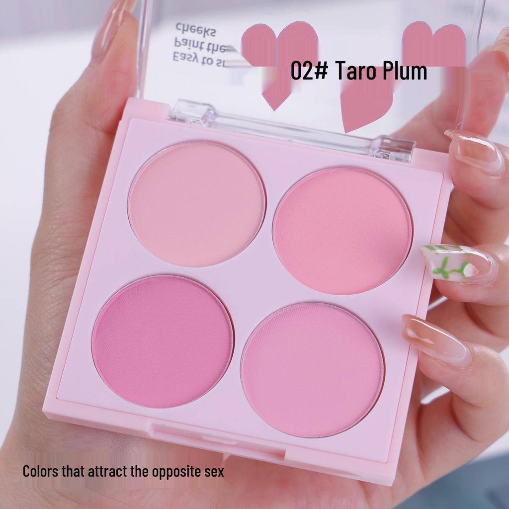 Four-Color Matte Blush Set: Pink, Peach, Nude, Honeydew