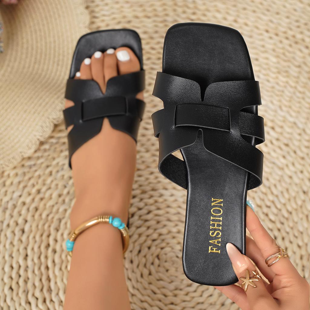 Fashion Summer New Women Slippers Open Toe Beach Sandals Flat Bottom Non-slip Outdoor Slippers Sexy Fashion Shoes Female Slides Woman