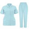 Soild Scrub Working Uniform Suit For Women's Cross V-Neck Short Sleeve Fun T-Shirts Workwear Tee With Pockets
