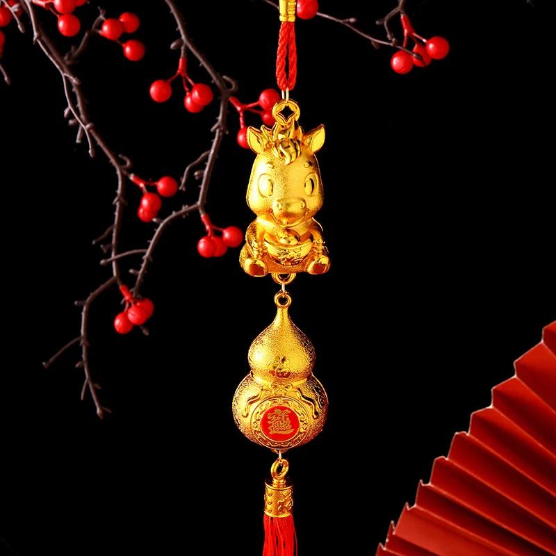 2026 Rok Konia Wisząca Ozdoba Noworoczna Dekoracja Szczęścia Parapetówka Zielona Roślina Doniczkowa Mała Zawieszka Prezenty