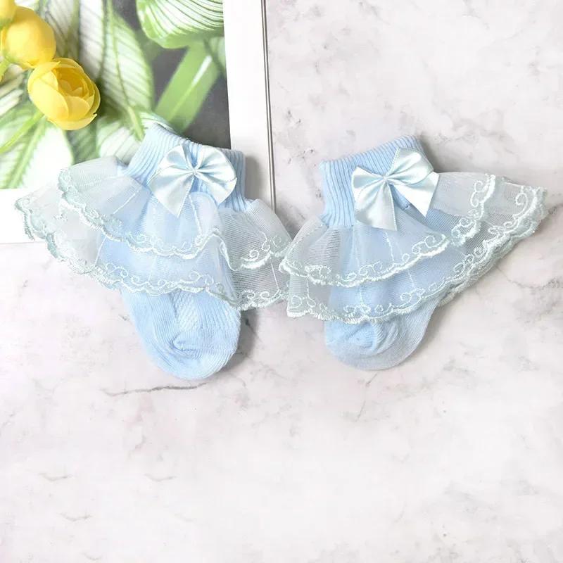 Korean Cute Baby Ruffle Socks Lace Princess Cotton Breathable Socks Newborn Infant Toddler Kids Girls Socks 0-8years Old