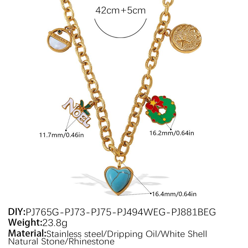 Fashion DIY Colorful Cartoon Pendant Necklace Stainless Steel Gold Plated Trend Jewelry