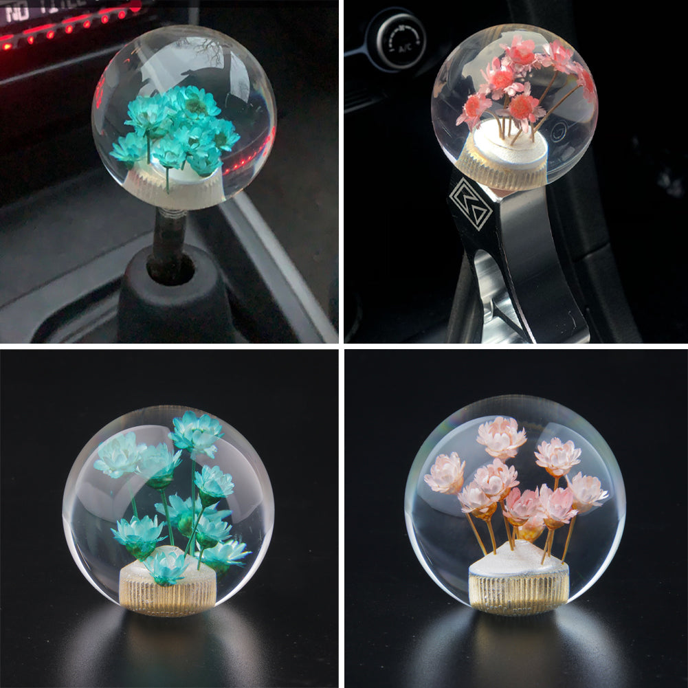 Testa Pomello Leva Cambio Auto Creativa Pomello Cambio Leva Bastone Fiore Trasparente di Cristallo Pomello Cambio Marce a Fiore Manuale 54mm Accessori Auto Decorazione