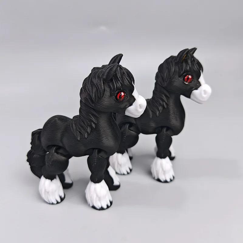 3D Printed Multi-joint Movable Horse Animals Mini Cute Stress Relief Toy Funny Home Accessories Kids Gift Desktop Ornament