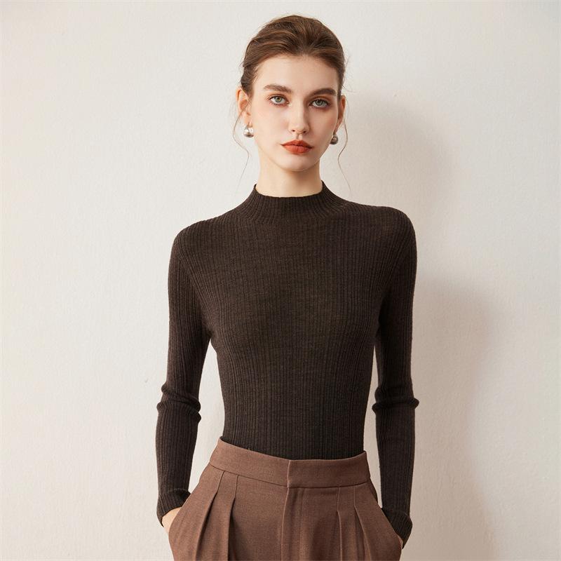 2026 Le Ka Sha Women's Autumn/Winter Wool Sweater Half-High Neck Pullover Base Layer