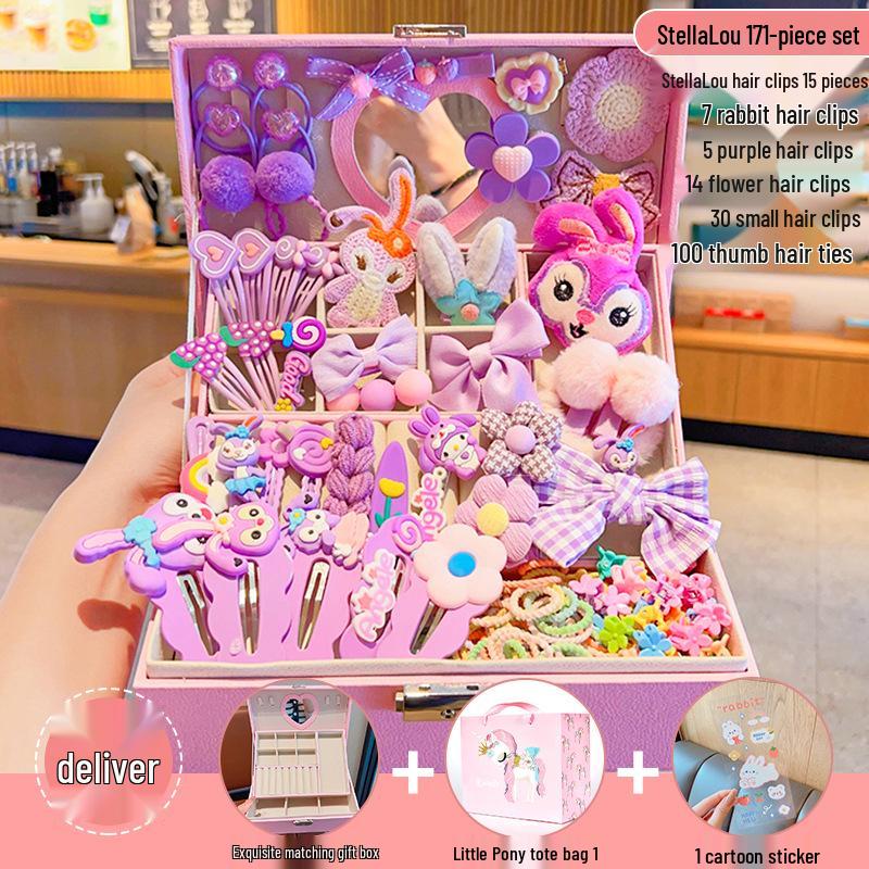 

Подарунковий набір дитячих аксесуарів для волосся: Милі шпильки для волосся, Принцесова скринька для коштовностей, Пов язки на голову та гумки для волосся на день народження