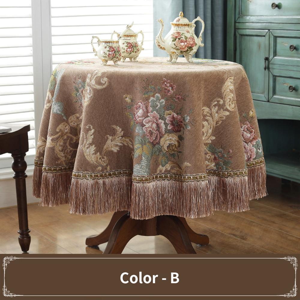 

Европейская ретро обеденная скатерть с кисточками жаккардовая ткань пылезащитный чехол для обеденного стола домашняя вышивка скатерть украшение Square 90x90cm