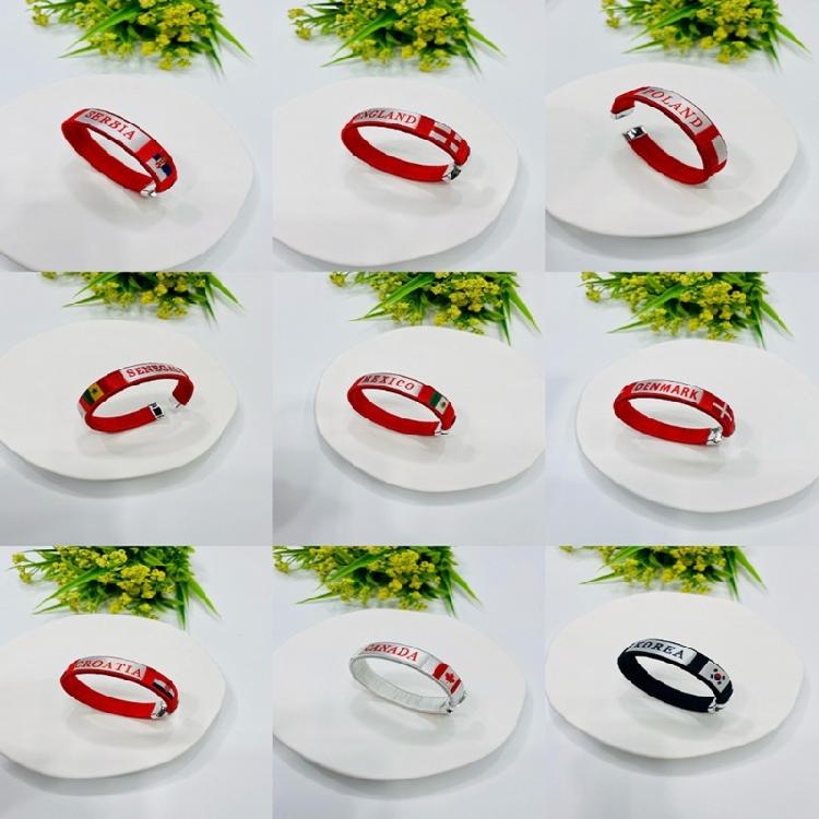 Football Country Flag Wristband Alloy Bracelet Adjustable Sports Band Football Wristlet for Sports and Festivities
