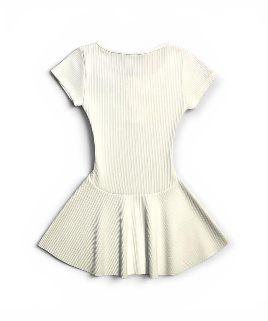 Mini Vestito Bonseullipi Crystal Line Henley Skater (Fior di latte)