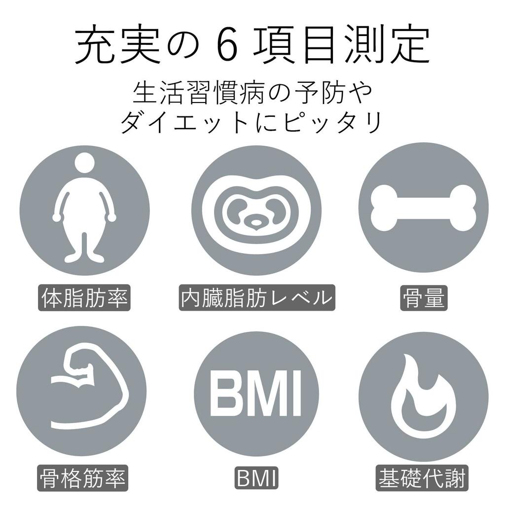 ELECOM Body Composition Monitor Kompaktní měření tělesného tuku viscerální tuk kosterní sval kostní a bazální Bílá [hmotnost, procento, hladina, BMI,