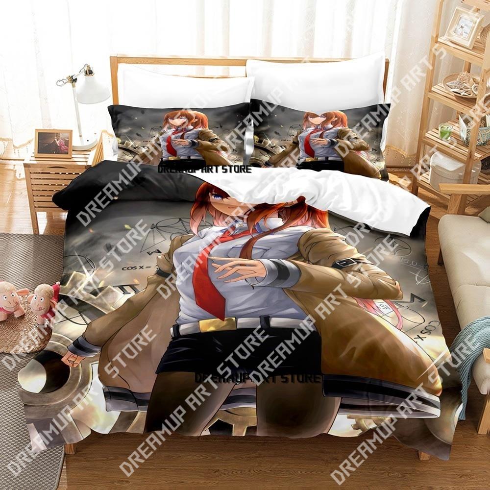 Anime Steins Gate Bedding Set Single Twin Full Queen King Size Bed Set Aldult Kid Bedroom 3D Anime Bed Sheet Set