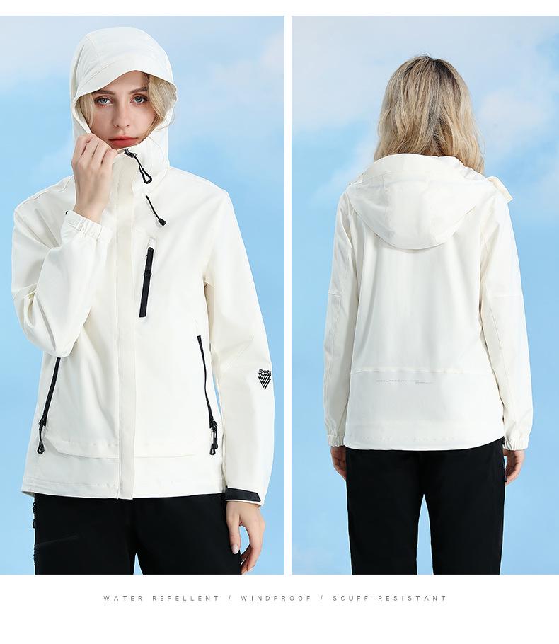 Women's Hooded Windproof Jacket for Spring/Autumn Outdoor Hiking Camping