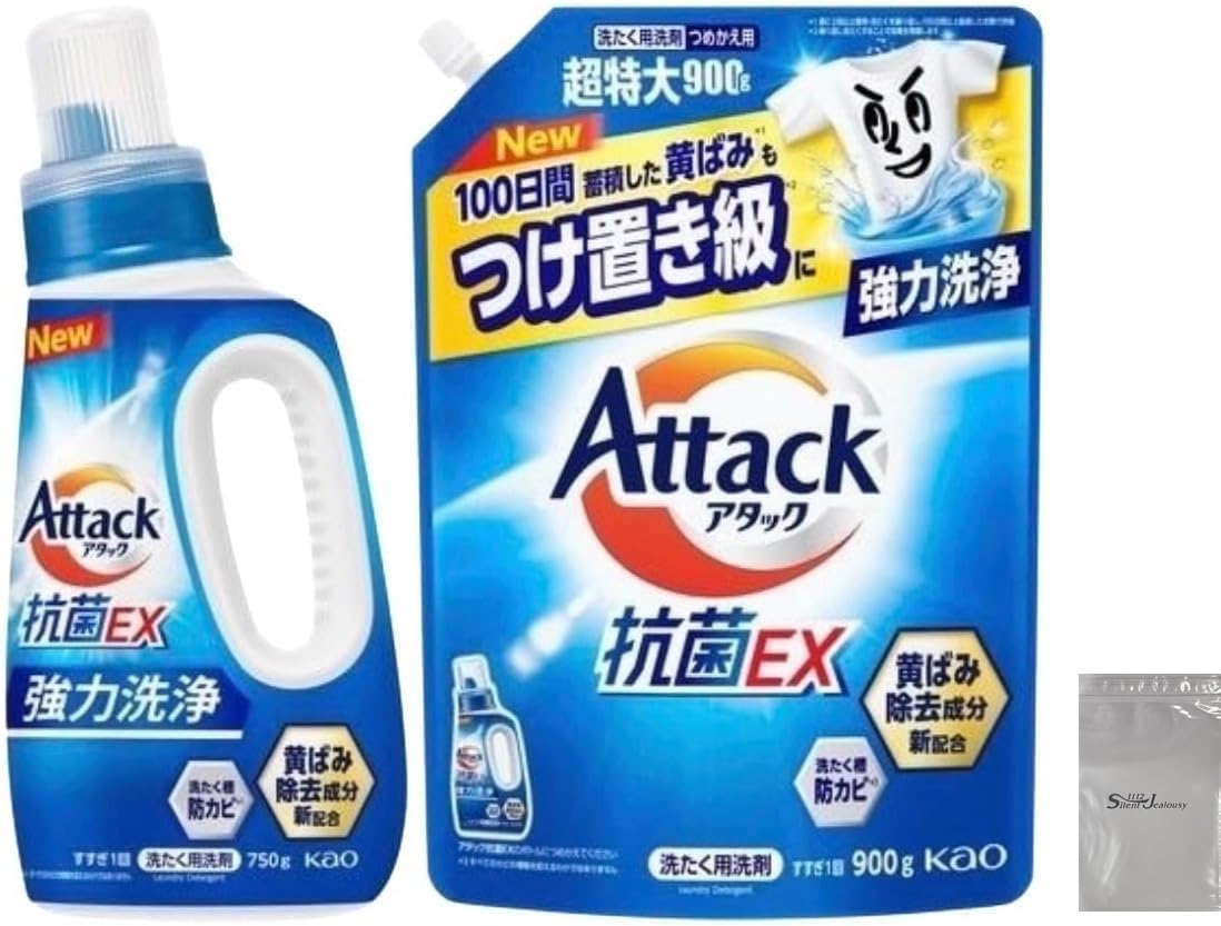 

Attack Antibacterial EX Liquid Laundry Detergent Powerful Cleaning Even for Dense Washes Refill 900g Logo (Large Capacity) - (750g) - (Includes Bag)