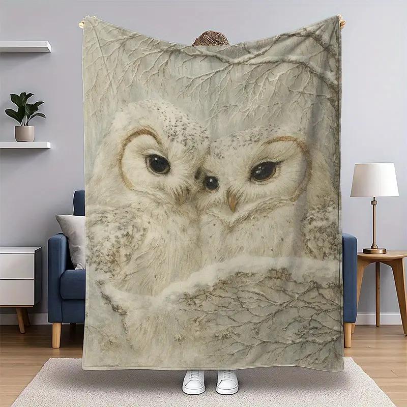 Snow Eagle pattern flannel blanket, suitable for sofa, bed, office, travel, camping, Christmas holiday gift decoration 130x150cm