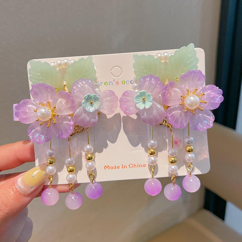 Chinese Style Hanfu Hairpin Set for Girls - Includes Hair Clips, Swaying Tassels, and Butterfly Accessories