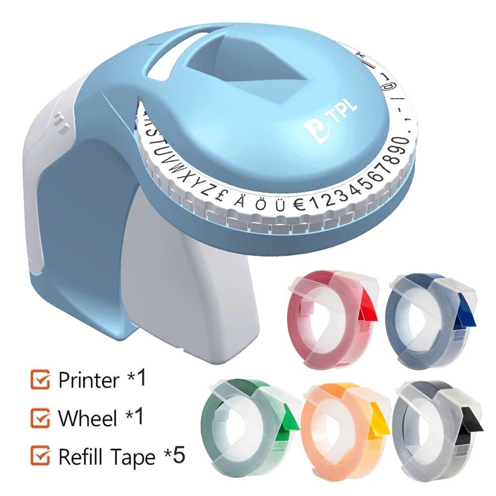 DIY 3D тиснение пишущей машинки Органайзер Xpress Label Maker Замена DYMO 12965 Ручной принтер для этикеток с 5 рулонами 9 мм ленты для этикеток