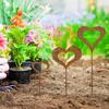 3PCS Iron Rusty Heart Shaped Garden Statue Pile Set for Outdoor Flower Pot Decoration Suitable for Balcony and Garden Spaces