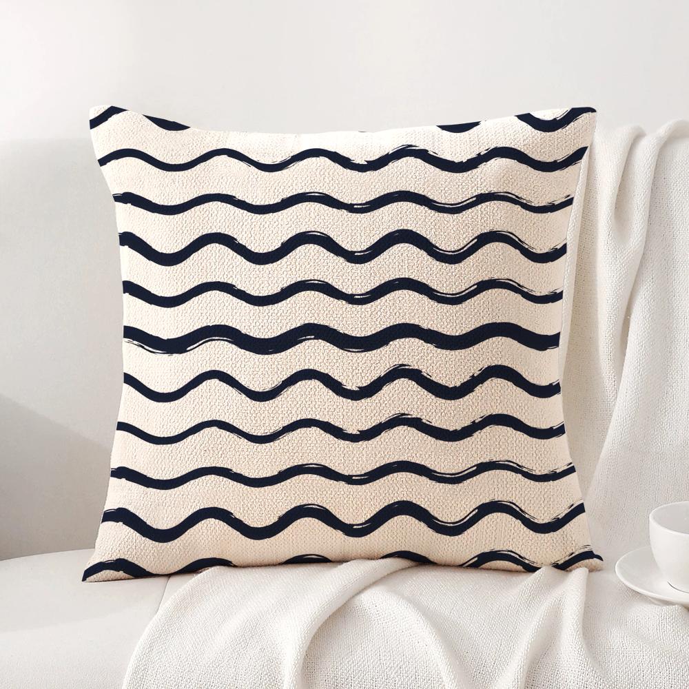 

Black and White Striped Geometric Rectangle Cushion Cover Natural Linen Organic Fabric DoubleSided Printing Sofa Home Decor 30x30cm