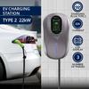 Qoltec Stacja ładowania EV  2w1 Typ2 | 22kW | Wi-fi| Smart life APP | LCD | RFID | 3 fazy | Wallbox | 5m