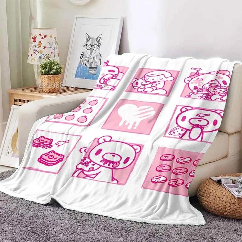 Cartoon Gloomy Bear Printed Blanket for Beds Sofas Warm Soft Flannel Blanket Gift