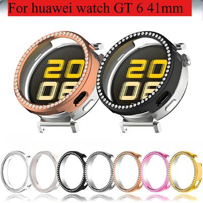 Funda Hueca Bling para PC para Huawei Watch GT6 41mm Cubierta Piel Correa Inteligente