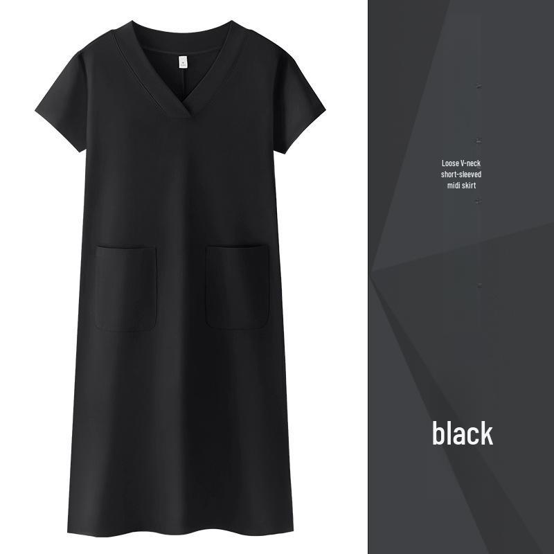 

Женское свободное платье павлиньего синего цвета с V-образным вырезом - средней длины, рукава 3/4; Летний фасон XL